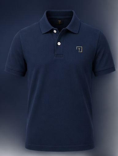 Tailmont Premium Navy Blue Cotton Polo T-Shirt