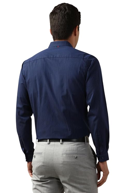 Tailmont Premium Pinstripe Formal Shirt – Navy Blue photo