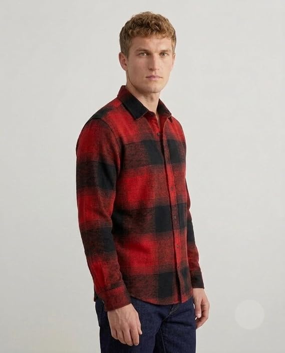 Men's Cotton Blend Printed Checkered Casual Shirt photo